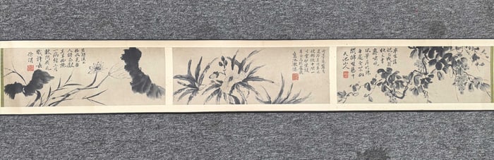 A Chinese Hand Scroll Ink Painting of Horse on Paper,Xu Wei