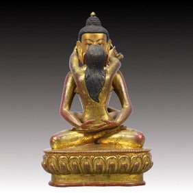 A Solemn Gilt Bronze Statue of Mandkesvara