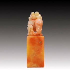An Exquisite Shoushan Stone Figure Pattern Seal