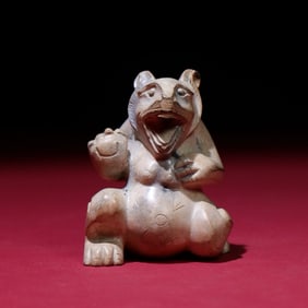 An Exquisite White Jade Bear Ornament