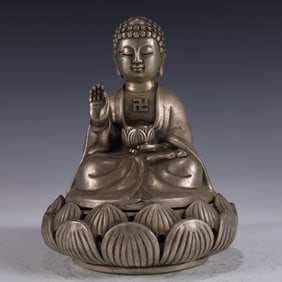 An Exquisite Silver-plated Statue of Sakyamuni Censer