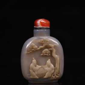 An Exquisite Agate Character and Story Pattern Snuff Bottle