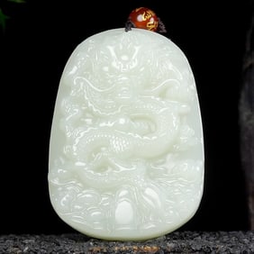An Exquisite White Jade Dragon Pattern Pendant