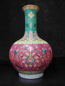 A Rare Enamel Lotus Pattern Vase
