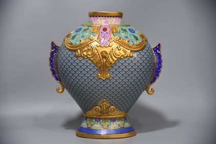A Rare Enamel Color Fish Scale Pattern Vase