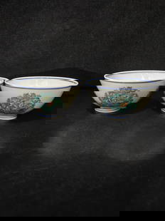 A pair of Rare Doucai Flower Pattern Bowl: A pair of Rare Doucai Flower Pattern Bowl,Qing Dynasty, China,Yongzheng Six-character Mark,Size:2.4inx4.7in &#8203; &#19968;&#23545;&#26007;&#24425;&#33457;&#21321;&#32441;&#30871;,&#20013;&#22269;&#2