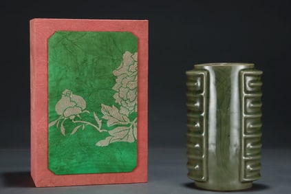 A Rare Longquan yao blue glaze cong-shaped vase