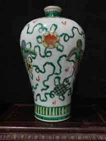 A Rare Red and Green Glazed Kylin Pattern Vase