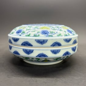 A Rare Doucai lotus and eight treasures pattern Fruit Box
