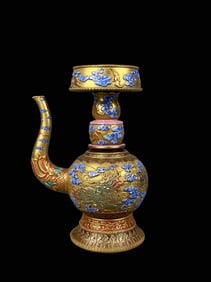 Enamel Carved Gold Ground Kylin Pattern Pot