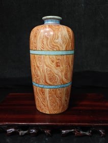 A Rare Imitation Wood Grain Glaze Prunus Vase