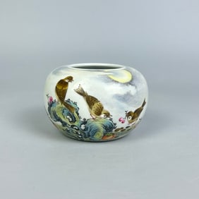 A Rare  Famille Rose Flower and Bird Pattern Water Container