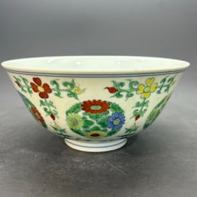A Rare Doucai Flower Pattern Bowl