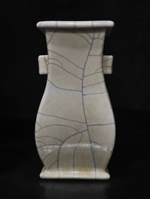 A Rare Ge yao Double-Ears Square Vase