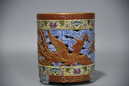 A Rare Enamel Color Gilded Flower Pattern Sika Deer