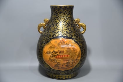 A Rare Enamel Color Fish Scale Pattern Vase