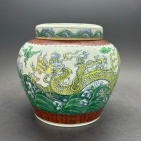 A Rare Doucai seawater dragon pattern Tianzi Jar