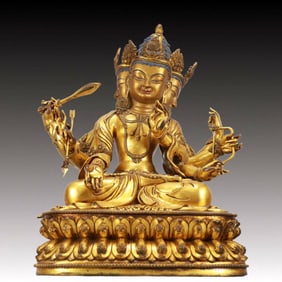 A Solemn Gilt Bronze Statue of Gautama’s Mother