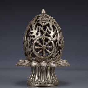 An Exquisite Silver-plated Bronze Eight Treasures Pattern Censer