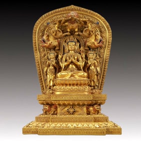 A Solemn Gilt Bronze Statue of Avalokitesvara
