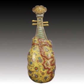 A Huge Cloisonne Flower Pattern Qin Ornament