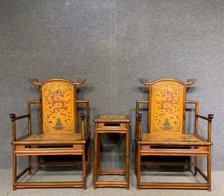 A Set of Huge Huanghuali wood Auspicious Cloud and Dragon Pattern Furniture?With Poem