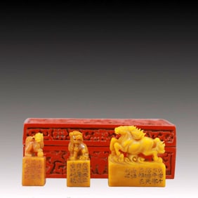 A Set of Fine Tianhuang Stone Auspicious Beast Seals
