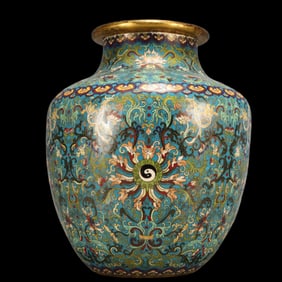 A Huge Cloisonne Lotus and Trigram Pattern Jar