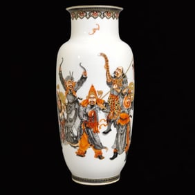 A Rare Ink Color Painted Gold Figure Pattern Vase