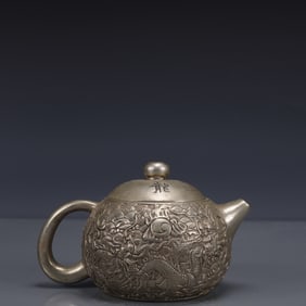 An Exquisite Silver-plated Bronze Dragon Pattern Ewer
