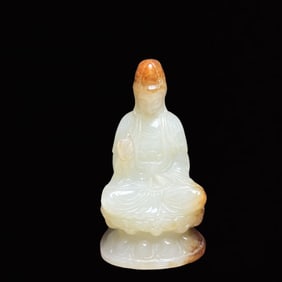 An Exquisite White Jade Statue of Avalokitesvara