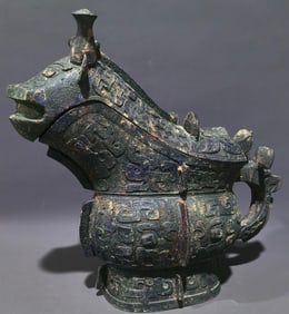 An Archaic Bronze Taotie Pattern Beast-Shaped Cup