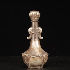An Exquisite Silver-plated Copper Elephant -Ears Vase