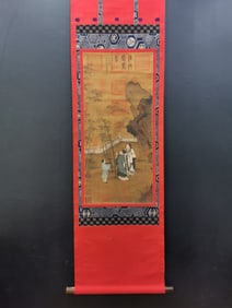 A Chinese Vertical Scroll Ink Painting of Figure on Silk,Zhang Sengyao