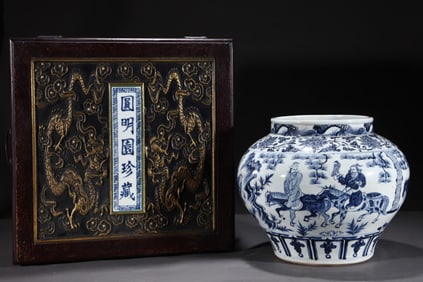 An Exquisite Blue and White Character and Story Pattern Jar