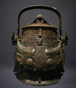 A Huge Bronze Beast-Face Pattern Ewer,With Inscription