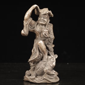 An Exquisite Silver-plated Copper Figure Ornament