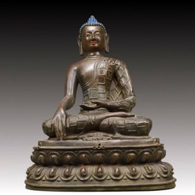 A Solemn Bronze Statue of Sakyamuni