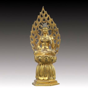 A Solemn Gilt Bronze Statue of Sakyamuni