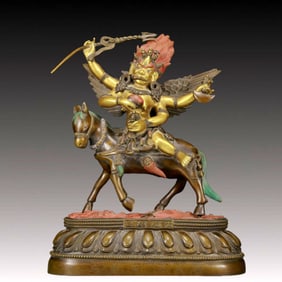 A Solemn Gilt Bronze Statue of Mammon