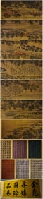 A Chinese Hand Scroll Ink Painting of Character and Story on Paper,Jin Kun