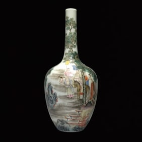 An Exquisite Famille-Rose Character and Story Pattern Vase