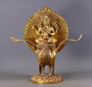 An Exquisite Gilt Bronze Buddha Statue, with Roc Base