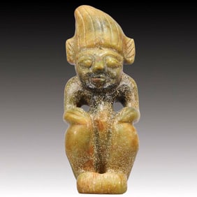 An Archaic Hongshan Culture Yellow Jade Figure Ornament