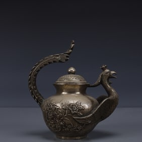 An Exquisite Silver-plated Flower Phoenix Pattern Ewer