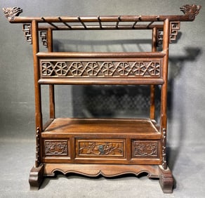 An Exquisite Huali Wood Dragon Pattern Brush Holder