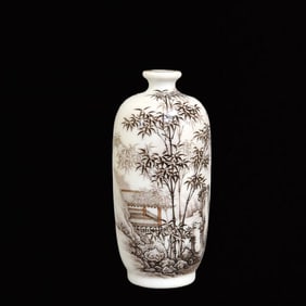 A Pair of Precious Ink Color Landscape Pattern Painted Gold Snuff Bottles