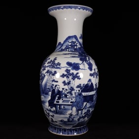 A Huge Blue and White Character and Story Pattern Vase