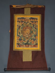 A Rare Brocade Painted Color Altar City Tangka