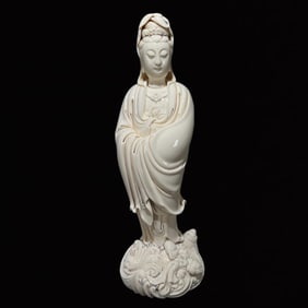 A Huge Blance-De-Chine Statue of Avalokitesvara